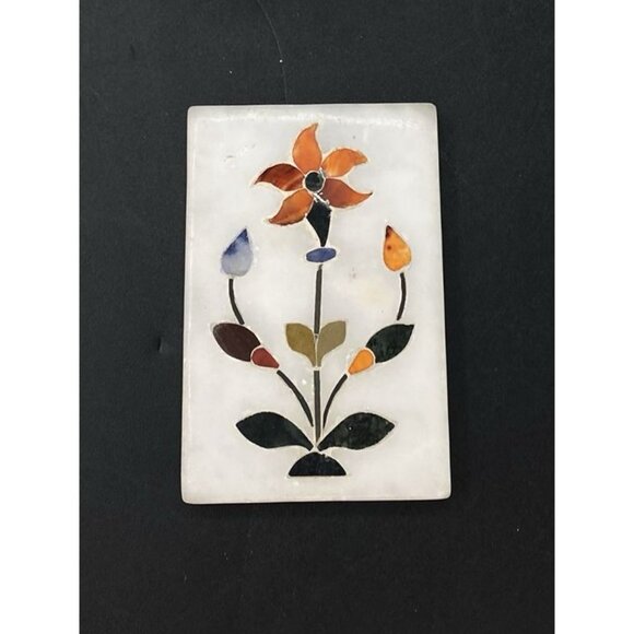 Pietra Dura Other - Pietra Dura Italy Marble Inlaid Flower Plaque Mini 3”